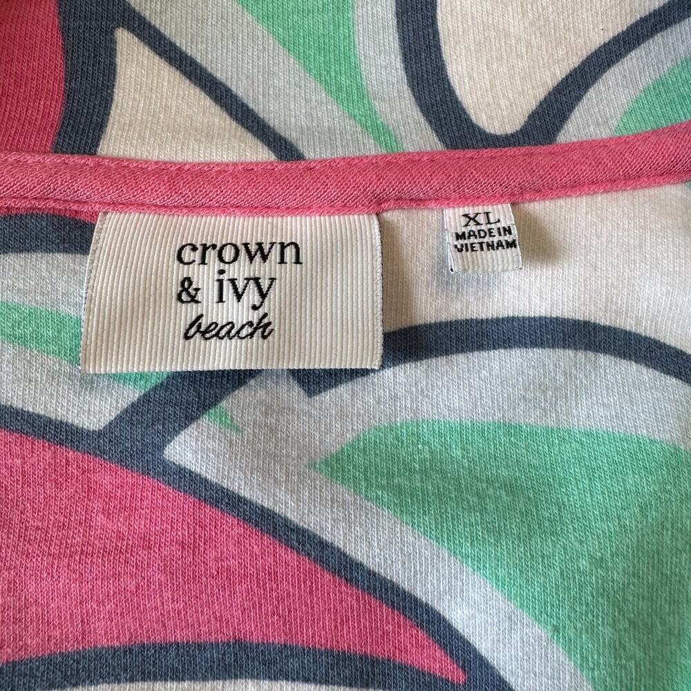 Crown & Ivy Beach Half Zip Shirt XL & Capri L Mint Pink Umbrella Active Wear Set - Picture 9 of 13